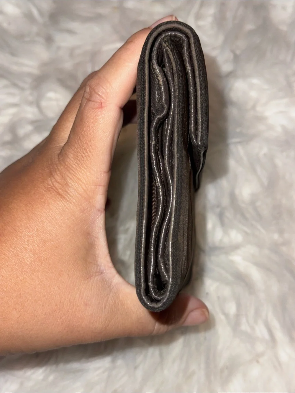 VINTAGE PRADA BROWN TESSUTO NYLON TRIFOLD WALLET
